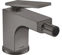 hansgrohe AXOR Citterio mezclador de bidé, corte de diamante, juego de desagüe, proyección de 112 mm, 39201340, Color: Cromo negro cepillado