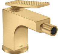hansgrohe AXOR Citterio mezclador de bidé, corte de diamante, juego de desagüe, proyección de 112 mm, 39201250, Color: Óptica de oro cepillado