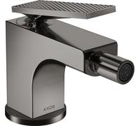 hansgrohe AXOR Citterio mezclador de bidé, corte de diamante, juego de desagüe, proyección de 112 mm, 39201330, Color: Cromo negro pulido
