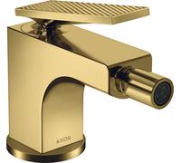 hansgrohe AXOR Citterio mezclador de bidé, corte de diamante, juego de desagüe, proyección de 112 mm, 39201990, Color: Óptica Oro Pulido