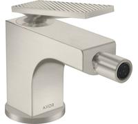hansgrohe AXOR Citterio mezclador de bidé, corte de diamante, juego de desagüe, proyección de 112 mm, 39201800, Color: Óptica de acero inoxidable