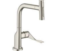 hansgrohe AXOR Citterio mezclador de cocina, rociador extraíble hasta 50cm, ComfortZone230, proyección 219mm, 39863800, Color: Acabado en acero inoxidable