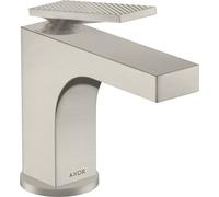 hansgrohe AXOR Citterio mezclador de lavabo, ComfortZone90, corte de diamante, juego de desagüe, 112mm de proyección, 39001800, Color: Óptica de acero inoxidable