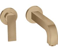 hansgrohe AXOR Citterio mezclador de lavabo, corte diamante, oculto, proyección 220mm, juego de desagüe sin cierre, 39181140, Color: Bronce cepillado