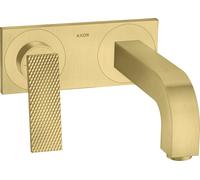 hansgrohe AXOR Citterio mezclador de lavabo, corte diamante, oculto, proyección 220mm, juego de desagüe sin cierre, con placa, 39171950, Color: Latón cepillado