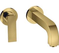 hansgrohe AXOR Citterio mezclador de lavabo, corte diamante, oculto, proyección 220mm, juego de desagüe sin cierre, 39181990, Color: Óptica Oro Pulido