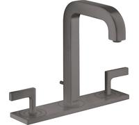 hansgrohe AXOR Citterio Mezclador de lavabo de 3 agujeros 170, juego de desagüe, caño 140mm, manijas de palanca, placa, 39136340, Color: Cromo negro cepillado