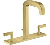 hansgrohe AXOR Citterio Mezclador de lavabo de 3 agujeros 170, juego de desagüe, caño 140mm, manijas de palanca, placa, 39136950, Color: Latón cepillado