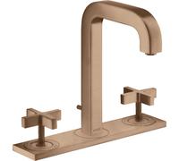hansgrohe AXOR Citterio Mezclador de lavabo de 3 agujeros 170, juego de desagüe, caño 140mm, tiradores en cruz, placa, 39134310, Color: Oro rojo cepillado