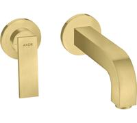 hansgrohe AXOR Citterio mezclador de lavabo, empotrado, proyección 220mm, juego de desagüe, 39121950, Color: Latón cepillado