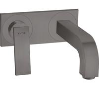 hansgrohe AXOR Citterio mezclador de lavabo, empotrado, proyección 220mm, juego de desagüe, con placa, 39119340, Color: Cromo negro cepillado