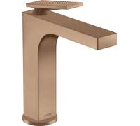 hansgrohe AXOR Citterio mezclador monomando de lavabo, desagüe automático, corte de diamante, 143mm de proyección, ComfortZone160, 39071310, Color: Oro rojo cepillado