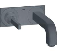 hansgrohe AXOR Citterio Mezclador monomando de lavabo empotrado, caño 225mm, placa para montaje en pared, 39115340, Color: Cromo negro cepillado
