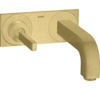 hansgrohe AXOR Citterio Mezclador monomando de lavabo empotrado, caño 225mm, placa para montaje en pared, 39115950, Color: Latón cepillado