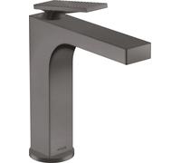 hansgrohe AXOR Citterio mezclador monomando de lavabo, juego de desagüe, acabado rómbico, 143mm de proyección, ComfortZone160, 39081340, Color: Cromo negro cepillado