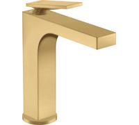 hansgrohe AXOR Citterio mezclador monomando de lavabo, juego de desagüe no bloqueable, 143mm de proyección, ComfortZone160, 39024250, Color: Óptica de oro cepillado