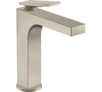 hansgrohe AXOR Citterio mezclador monomando de lavabo, juego de desagüe no bloqueable, 143mm de proyección, ComfortZone160, 39024820, Color: Níquel Cepillado