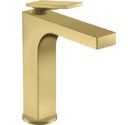 hansgrohe AXOR Citterio mezclador monomando de lavabo, juego de desagüe no bloqueable, 143mm de proyección, ComfortZone160, 39024950, Color: Latón cepillado
