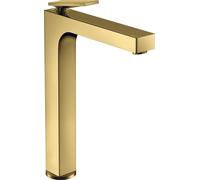 hansgrohe AXOR Citterio mezclador monomando de lavabo, juego de desagüe, proyección de 200 mm, ComfortZone280, 39021990, Color: Óptica Oro Pulido