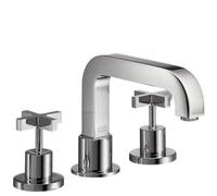 hansgrohe AXOR Citterio Racor de 3 orificios para bañera, asas en cruz, 39436820, Color: Níquel Cepillado