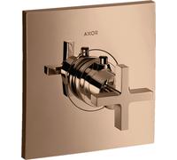 hansgrohe AXOR Citterio Termostato 59 l/min Flujo alto empotrado, mango cruzado, 39716300, Color: Oro rojo pulido