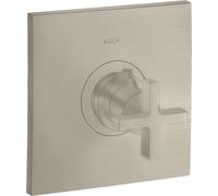 hansgrohe AXOR Citterio Termostato 59 l/min Flujo alto empotrado, mango cruzado, 39716820, Color: Níquel Cepillado