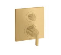 hansgrohe AXOR Citterio termostato empotrado con válvula de cierre/cambio, manijas de palanca, 2 consumidores, 39720250, Color: Óptica de oro cepillado