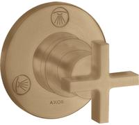 hansgrohe AXOR Citterio Trio / Quattro Válvula de cierre y de conmutación empotrada con tiradores en cruz, 39925140, Color: Bronce cepillado