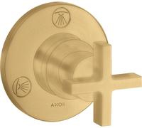 hansgrohe AXOR Citterio Trio / Quattro Válvula de cierre y de conmutación empotrada con tiradores en cruz, 39925250, Color: Óptica de oro cepillado