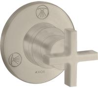 hansgrohe AXOR Citterio Trio / Quattro Válvula de cierre y de conmutación empotrada con tiradores en cruz, 39925820, Color: Níquel Cepillado