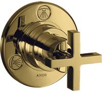 hansgrohe AXOR Citterio Trio / Quattro Válvula de cierre y de conmutación empotrada con tiradores en cruz, 39925990, Color: Óptica Oro Pulido