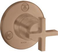 hansgrohe AXOR Citterio Trio / Quattro Válvula de cierre y de conmutación empotrada con tiradores en cruz, 39925310, Color: Oro rojo cepillado