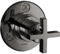 hansgrohe AXOR Citterio Trio / Quattro Válvula de cierre y de conmutación empotrada con tiradores en cruz, 39925330, Color: Cromo negro pulido