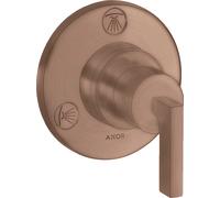 hansgrohe AXOR Citterio Trio / Quattro Válvula de cierre y válvula de conmutación empotrada con mangos de palanca, 39920310, Color: Oro rojo cepillado