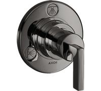 hansgrohe AXOR Citterio Trio / Quattro Válvula de cierre y válvula de conmutación empotrada con mangos de palanca, 39920330, Color: Cromo negro pulido