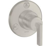 hansgrohe AXOR Citterio Trio / Quattro Válvula de cierre y válvula de conmutación empotrada con mangos de palanca, 39920800, Color: Óptica de acero inoxidable