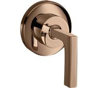 hansgrohe AXOR Citterio Válvula de cierre empotrada con maneta de palanca DN15 / DN20, 39960300, Color: Oro rojo pulido