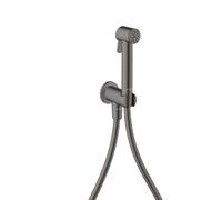 hansgrohe AXOR Duchas Bidette Bidette ducha de mano 1jet EcoSmart, redonda, para agua fría, con soporte y mangueras de ducha 1,25m, 29240330, Color: Cromo negro pulido