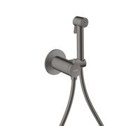 hansgrohe AXOR Duchas Bidette Bidette ducha de mano 1jet EcoSmart, redonda, para agua mezclada, con soporte y mangueras de ducha 1,25m, 29242330, Color: Cromo negro pulido