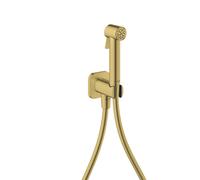 hansgrohe AXOR Duchas Bidette Bidette ducha de mano 1jet EcoSmart, softsquare, para agua fría, con soporte y mangueras de ducha 1,25m, 29241990, Color: Óptica Oro Pulido