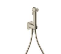 hansgrohe AXOR Duchas Bidette Bidette ducha de mano 1jet EcoSmart, softsquare, para agua fría, con soporte y mangueras de ducha 1,25m, 29241820, Color: Níquel Cepillado