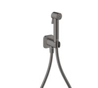 hansgrohe AXOR Duchas Bidette Bidette ducha de mano 1jet EcoSmart, softsquare, para agua fría, con soporte y mangueras de ducha 1,25m, 29241330, Color: Cromo negro pulido