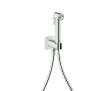 hansgrohe AXOR Duchas Bidette Bidette ducha de mano 1jet EcoSmart, softsquare, para agua fría, con soporte y mangueras de ducha 1,25m, 29241800, Color: Óptica de acero inoxidable