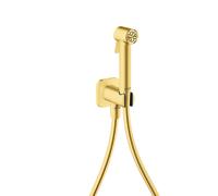 hansgrohe AXOR Duchas Bidette Bidette ducha de mano 1jet EcoSmart, softsquare, para agua fría, con soporte y mangueras de ducha 1,25m, 29241250, Color: Óptica de oro cepillado