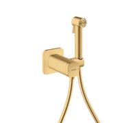 hansgrohe AXOR Duchas Bidette Bidette ducha de mano 1jet EcoSmart, softsquare, para agua mixta, con soporte y mangueras de ducha 1,25m, 29243250, Color: Óptica de oro cepillado