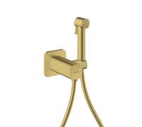 hansgrohe AXOR Duchas Bidette Bidette ducha de mano 1jet EcoSmart, softsquare, para agua mixta, con soporte y mangueras de ducha 1,25m, 29243990, Color: Óptica Oro Pulido