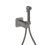 hansgrohe AXOR Duchas Bidette Bidette ducha de mano 1jet EcoSmart, softsquare, para agua mixta, con soporte y mangueras de ducha 1,25m, 29243340, Color: Cromo negro cepillado