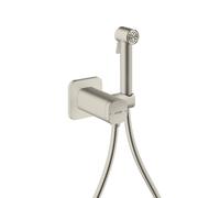 hansgrohe AXOR Duchas Bidette Bidette ducha de mano 1jet EcoSmart, softsquare, para agua mixta, con soporte y mangueras de ducha 1,25m, 29243800, Color: Óptica de acero inoxidable