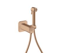hansgrohe AXOR Duchas Bidette Bidette ducha de mano 1jet EcoSmart, softsquare, para agua mixta, con soporte y mangueras de ducha 1,25m, 29243310, Color: Oro rojo cepillado