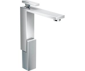 hansgrohe AXOR Edge mezclador monomando de lavabo 280 con residuos de empuje, corte de diamante, 46031000, Color: cromado